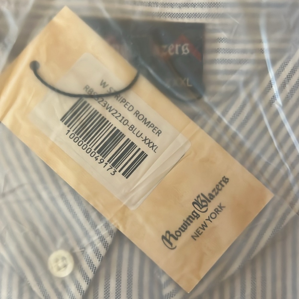 Rowing Blazers Caroline Oxford Romper Blue Stripe 3XL - Picture 7 of 8